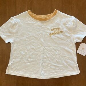 100% Organic Cotton Boxy Tee. Little Co. by Lauren Conrad. Off-White and Gold